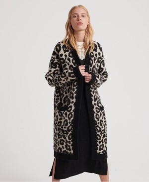 Superdry Lisa Leopard Cardigan Női Kötöttáru Barna | QGDSR4382